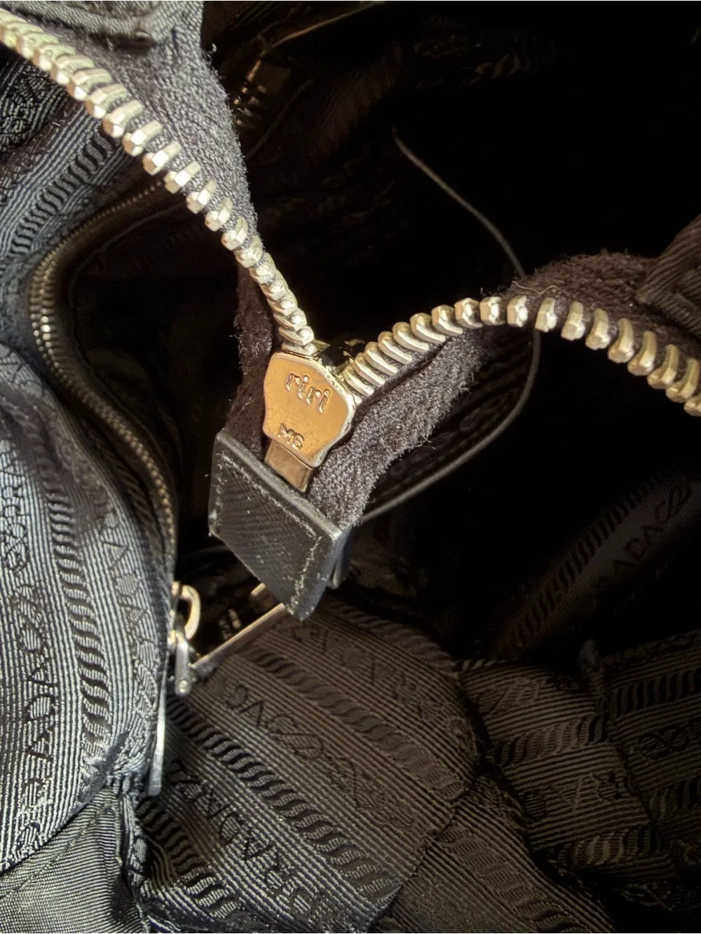 Prada Black Quilted Nylon Tote with Leather Handles